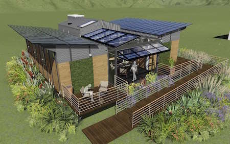 Casa sustentável produz sua própria energia solar, água potável e alimentos
